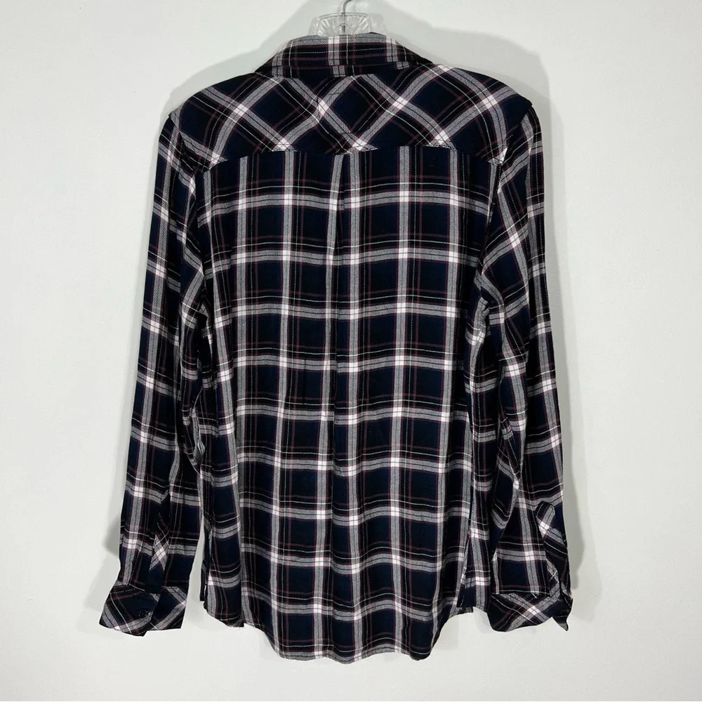 Rails Hunter Plaid Navy Black White Pink Buttondown Shirt Size Large - Picture 4 of 7